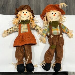 Harvest Sitting Scarecrow Tabletop Decoration - Boy and Girl